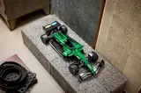 F1® car model on concrete blocks.