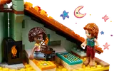 Minifigures relaxing in the stable loft.