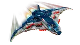 Quinjet flying at speed.