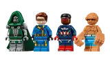 Close-up of Doctor Doom, Cyclops, Captain America, and The Thing minifigures.