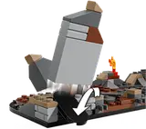 Close-up of rock explosion play feature.
