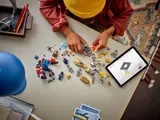 LEGO pieces and digital instructions.
