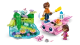 Léo prepares to paddle the axolotl boat, with Opal and Bubbles nearby.
