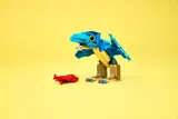 Pteranodon and crab on yellow.