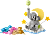 LEGO elephant build with loose parts.