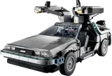 LEGO DeLorean with open gull-wing doors.