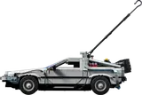 Side view of LEGO DeLorean with lightning rod.