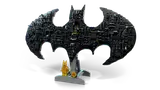 LEGO Batman Logo with golden minifigure.