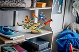 Ninjago set on shelf.