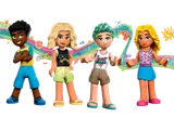 Four LEGO Friends minifigures.