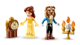 Belle, Beast, Cogsworth, Lumiere minifigures.