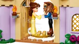 Belle and Beast dancing in castle.