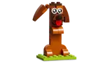 Close-up of the brown LEGO dog number one.