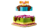 LEGO birthday cake tiers separated.