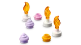 Close-up of LEGO cake decorations.
