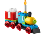 Colorful Duplo birthday train with gift.