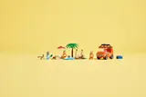 Full LEGO Bluey set on yellow.
