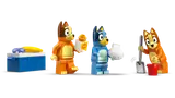 Bluey family minifigures with beach gear.