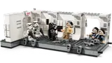Darth Vader force-chokes Captain Antilles in Tantive IV corridor.