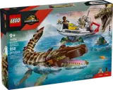 LEGO Jurassic World Mosasaurus Boat Mission box art.