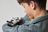 Examining LEGO Bugatti details.