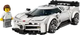 White LEGO Bugatti Centodieci with minifigure.