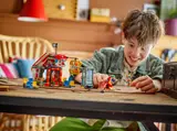 Child playing with LEGO One Piece Buggy's Circus Tent set.