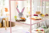 Bugs Bunny on shelf.