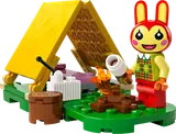 Bunnie by tent and campfire.