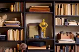 C-3PO build on a bookshelf.
