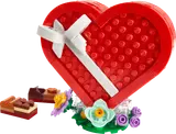 LEGO Valentine's Day Heart Box with chocolates and flowers.