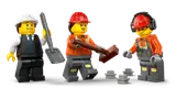 Three construction minifigures with tools.