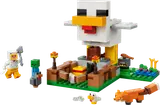 LEGO Minecraft Chicken Farm set with large chicken, minifigures, and animals.