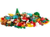Pile of assorted LEGO Christmas-themed bricks.