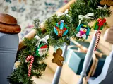 Ornaments on a Christmas garland