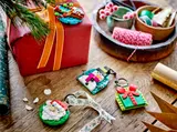 Ornaments with wrapping supplies