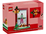 Back of LEGO Christmas frame box showing bell attachment.