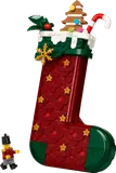 Detailed LEGO Christmas stocking with stars.