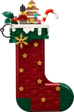 LEGO Christmas Stocking front with topper.