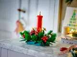 LEGO Christmas decoration on marble counter.