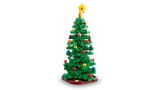 Alternate LEGO Christmas tree with diverse ornaments.