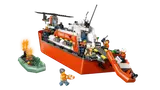Coast Guard boat with helicopter and deployed ramp.