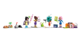 Minifigure lineup with accessories.