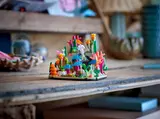 LEGO reef diorama on a wooden table.