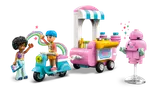 Scooter towing cotton candy stand with minifigures.
