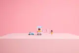 Full set on pink background.