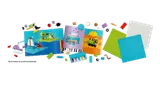 LEGO pieces, instruction booklets, and baseplates.