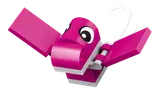 Close-up of pink Lego pterodactyl head.