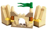 LEGO sandcastle with green flag.