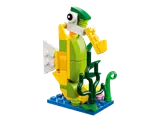 LEGO seahorse with seaweed.